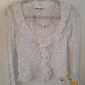 WHBM White Lace Blouse Sz. S
